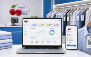 Dry cleaning order tracking software showing garment status and customer order management in Geelus Cloud